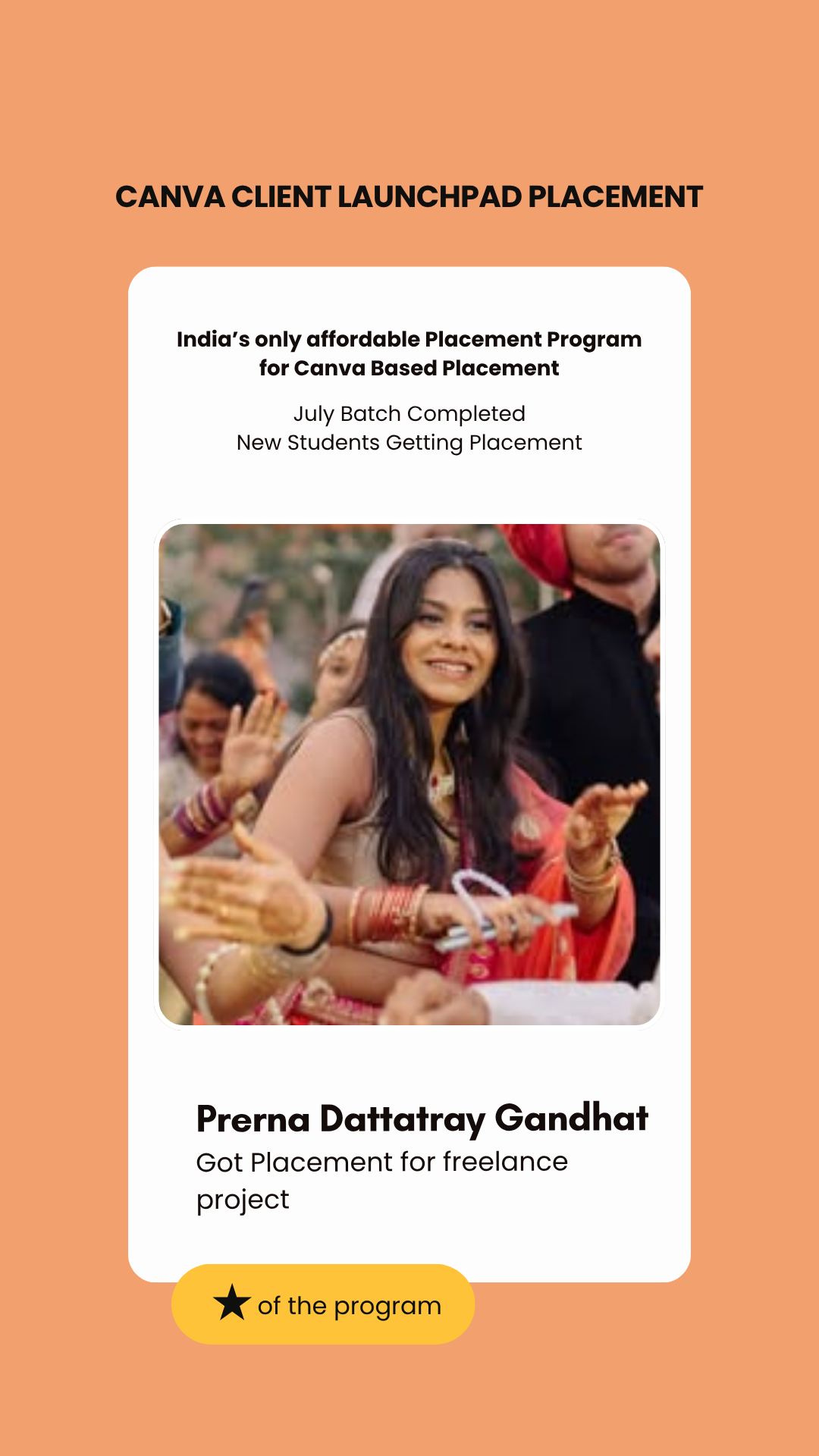 Prerna Dattatray Gandhat, first paid project through the Wabbithire Canva initiative