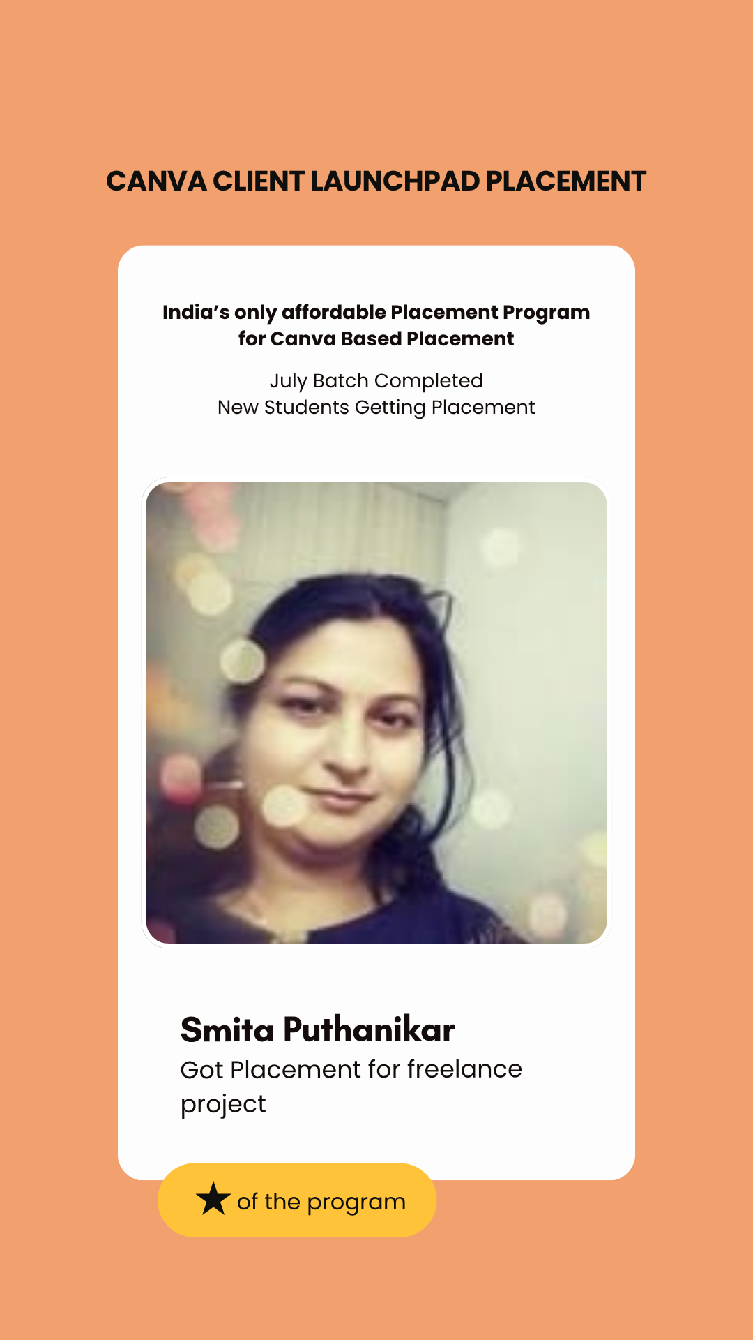 Smita Puthanikar, first paid project through the Wabbithire Canva initiative