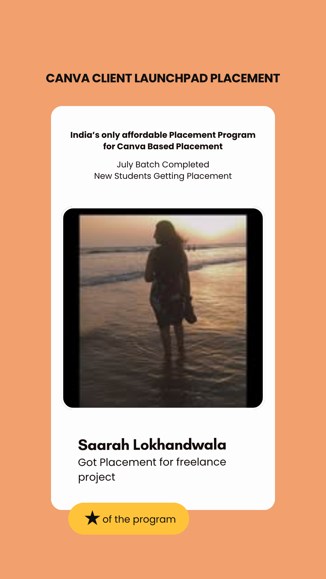 Saarah Lokhandwala, first paid project through the Wabbithire Canva initiative