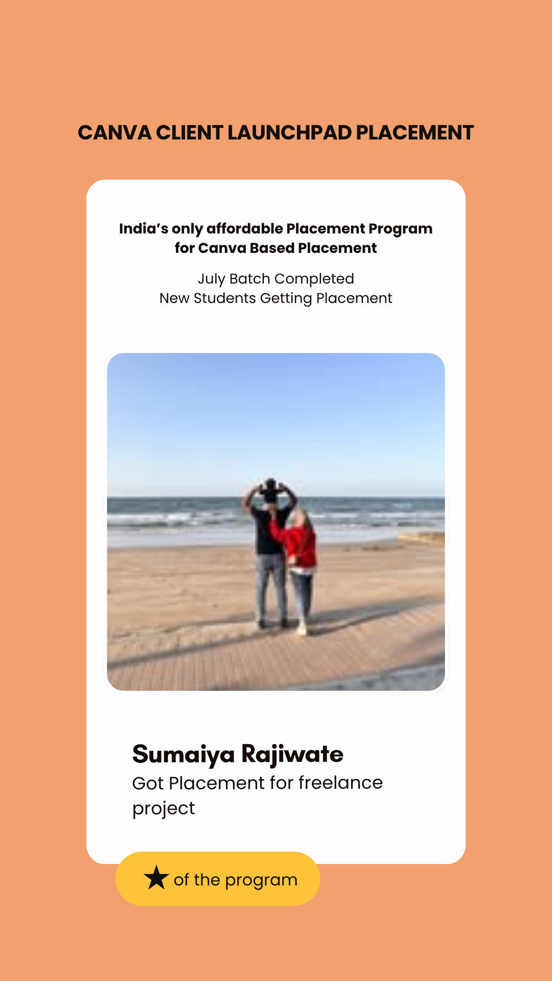 Sumaiya Rajiwate, first paid project through the Wabbithire Canva initiative