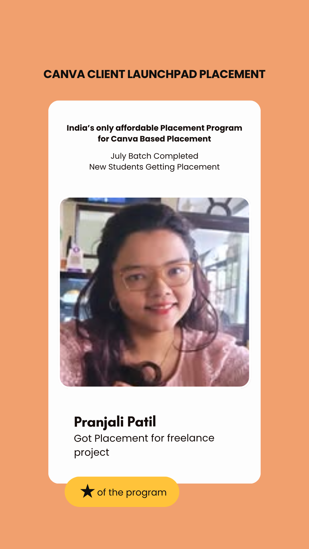 Pranjali Patil, first paid project through the Wabbithire Canva initiative