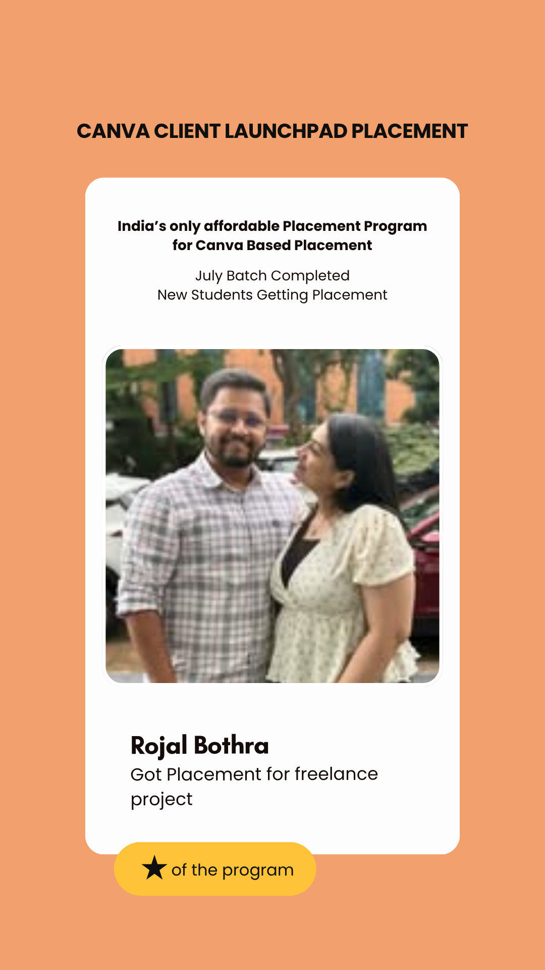 Rojal Bothra, first paid project through the Wabbithire Canva initiative
