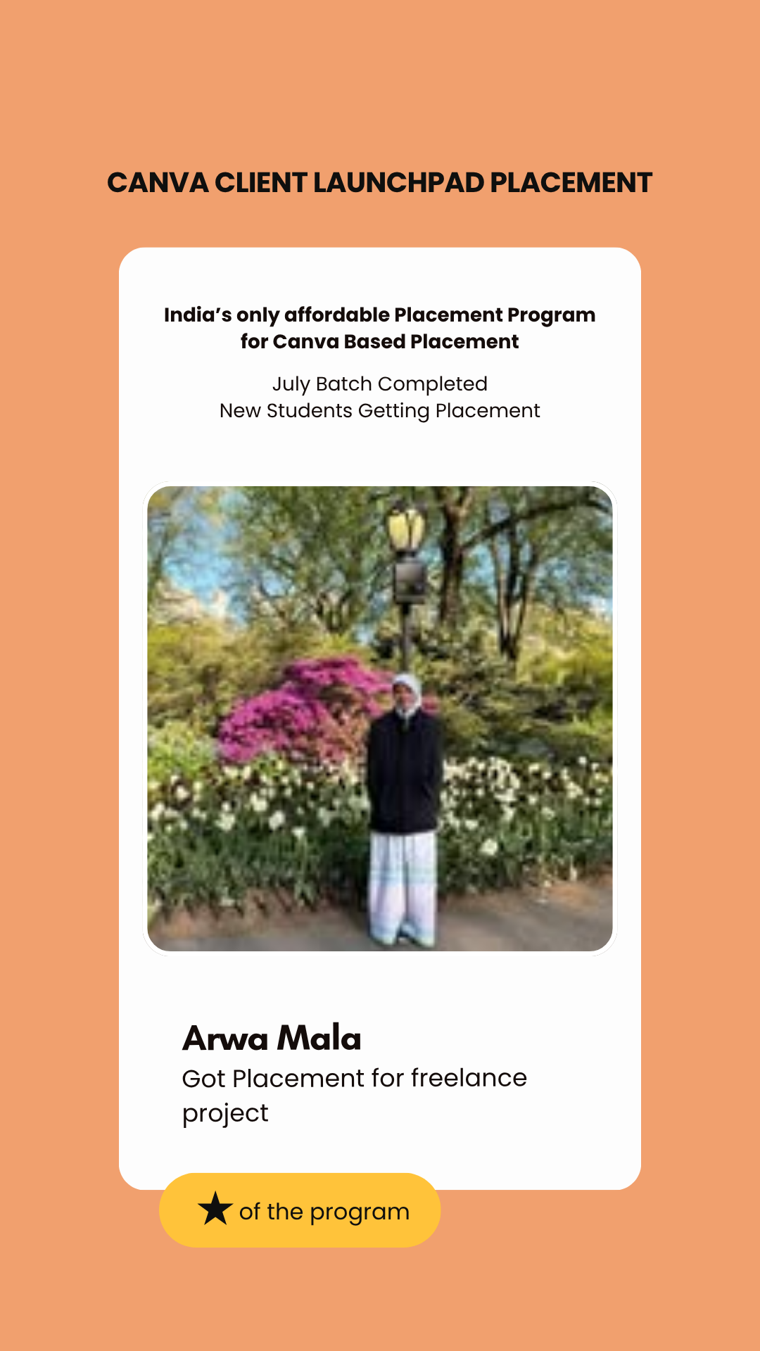 Arwa Mala, first paid project through the Wabbithire Canva initiative
